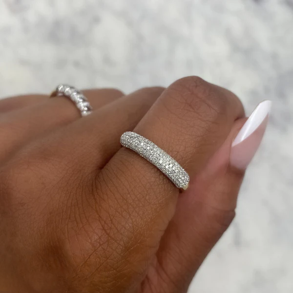 14K Gold Diamond Dome Ring