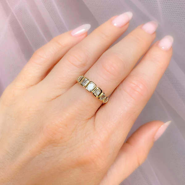 14K Gold Diamond Bezel Ring