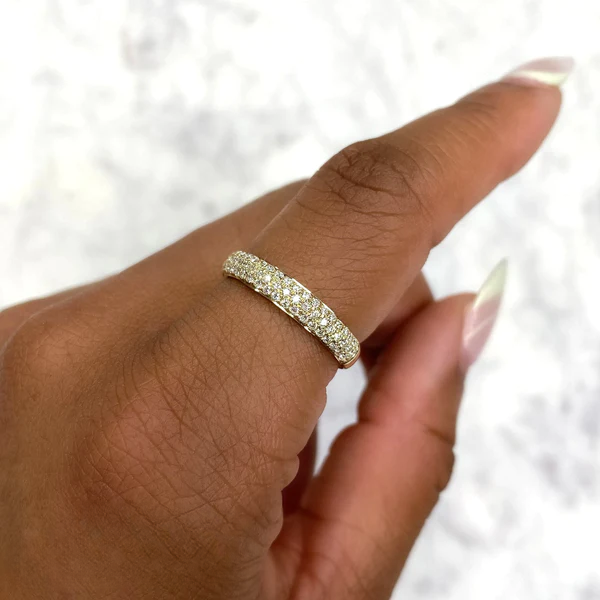 14K Gold Diamond Dome Ring