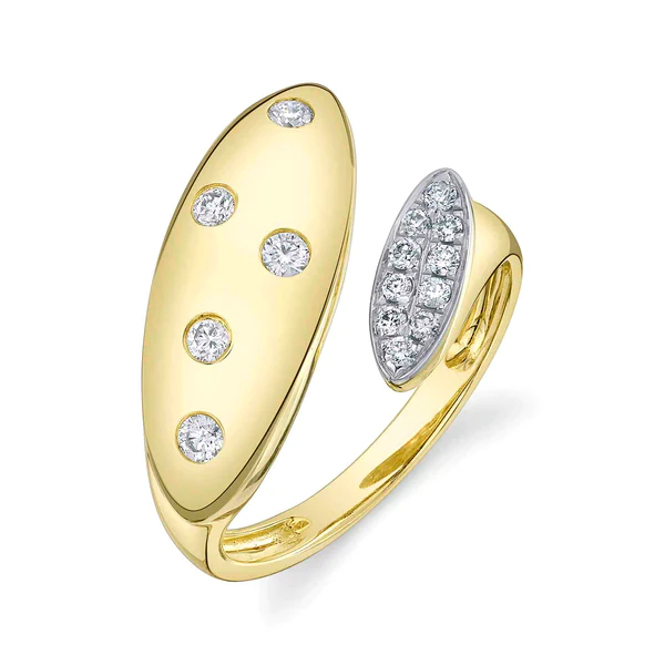 14K Gold Diamond Bypass Wrap Ring