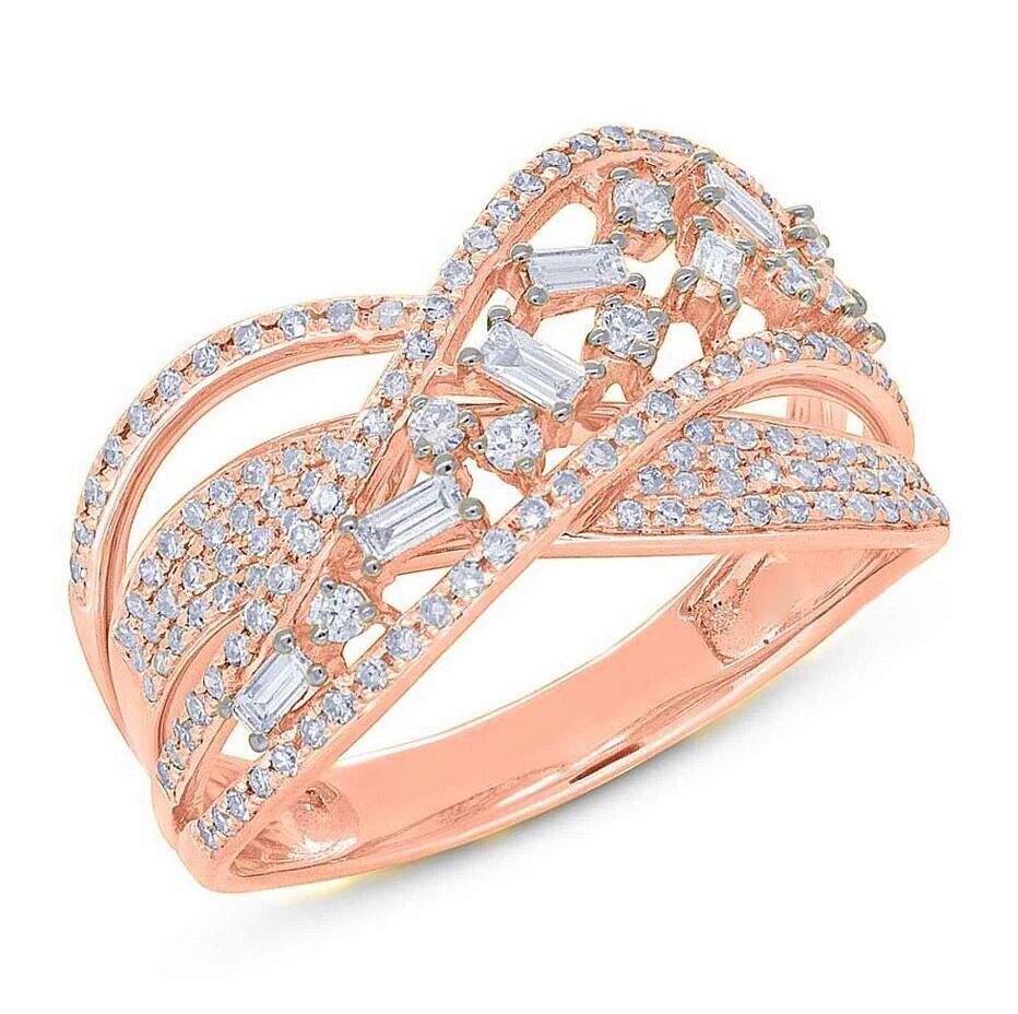 14K Rose Gold Diamond Crossover Ring