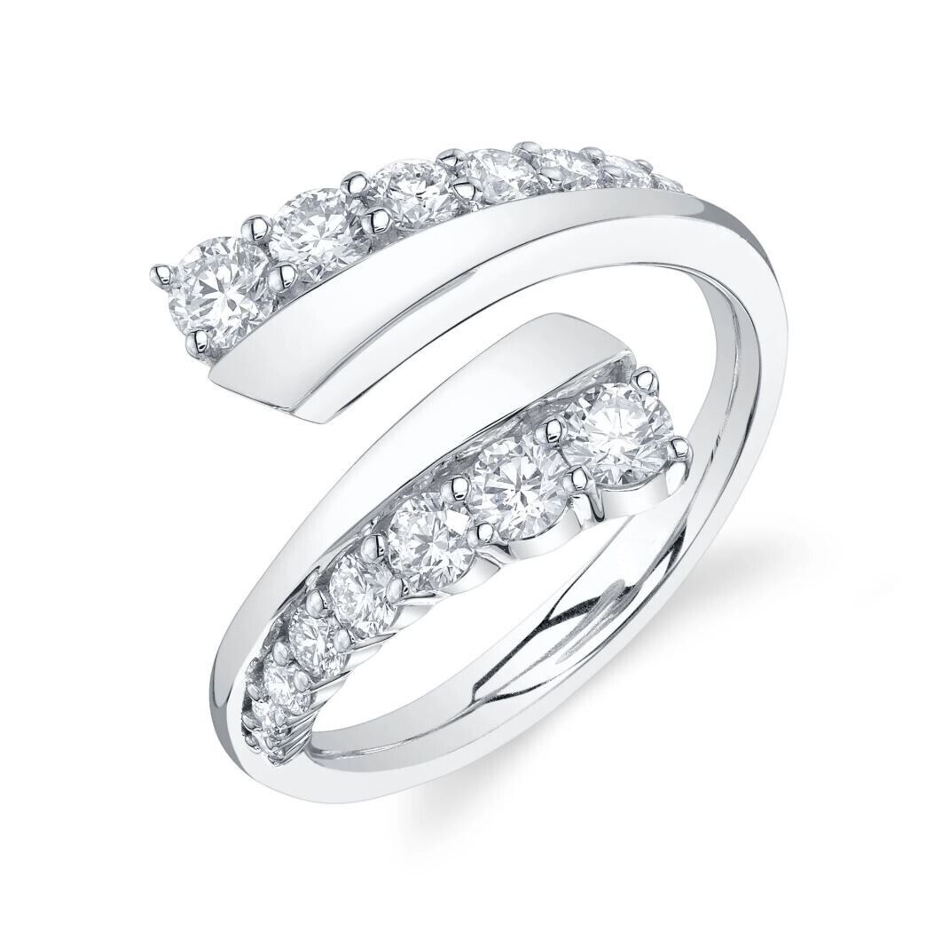 14K White Gold Diamond Open Wrap Ring