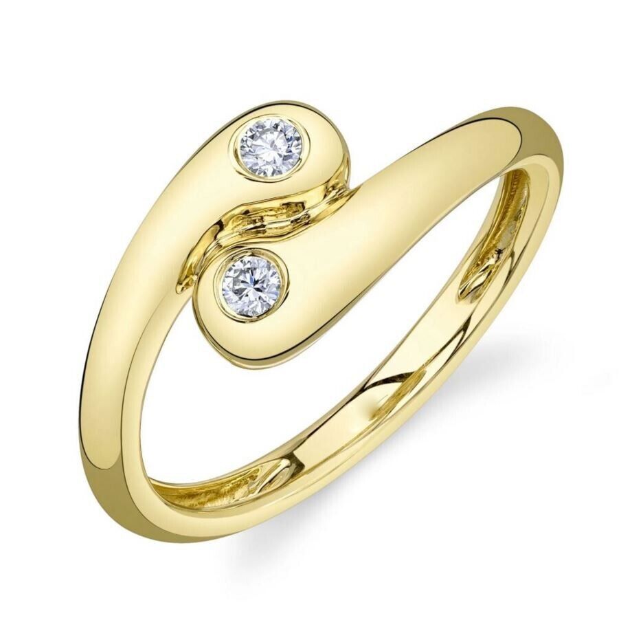 14K Yellow Gold 0.09CT Diamond Yin Yang Wrap Ring