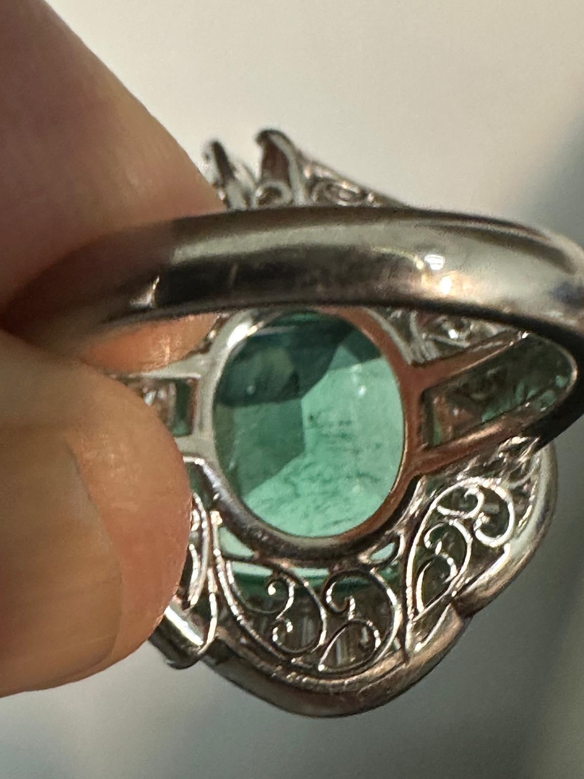 Colombian Emerald Diamond Platinum Ring Octagonal GIA Certified Natural 9.30 TCW