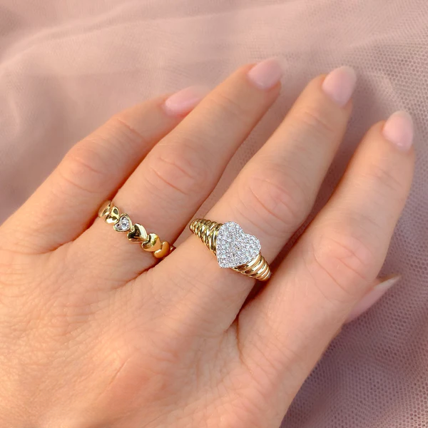 14K Gold Diamond Heart Ring