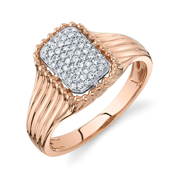 14K Gold Window Rectangle Pave Ring