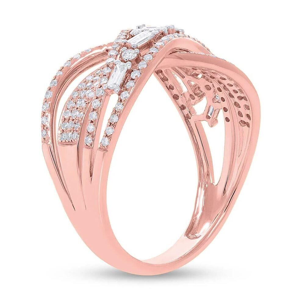 14K Rose Gold Diamond Crossover Ring