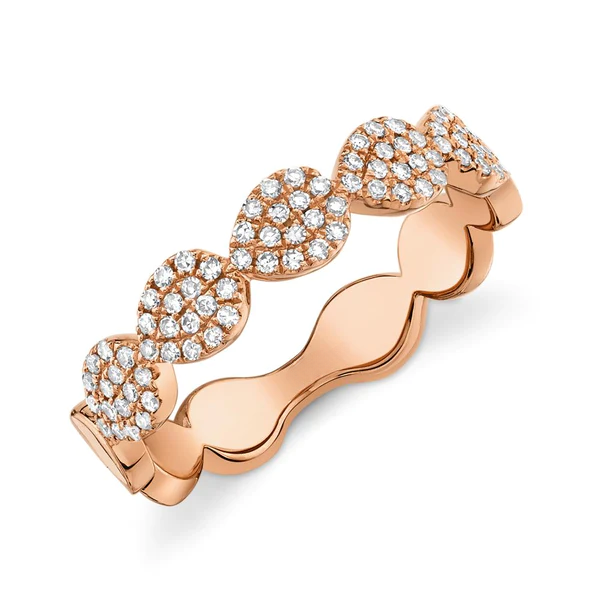 14K Gold 0.25 CT Diamond Teardrop Pave Ring