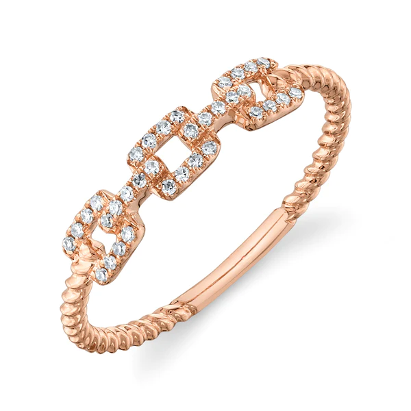 14K Gold Diamond Link Ring