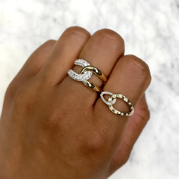 14K Gold Diamond Knot Ring