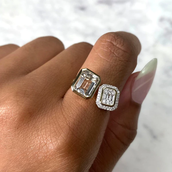 14K Gold Diamond Open Wrap Ring