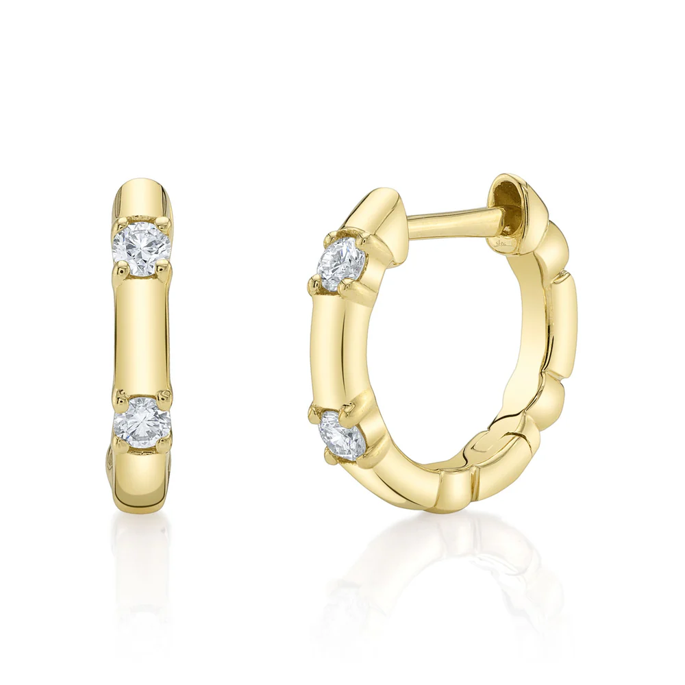 Diamond Huggie 14K White Gold Earrings 0.14 CT Round Cut Natural2