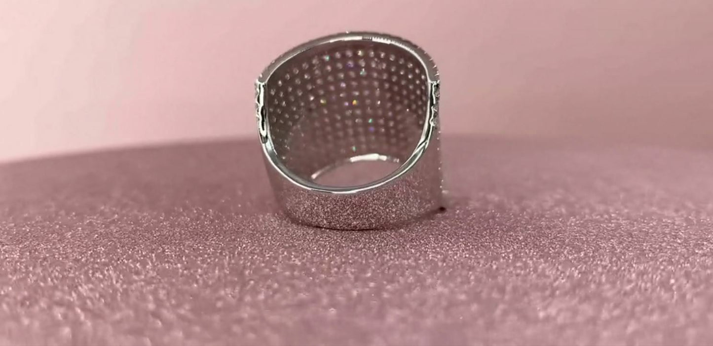 Wide Diamond Pave Ring 14K Yellow Gold Long Cocktail Dome 2.85CT Natural10