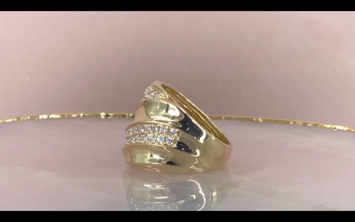 14K Yellow Gold Diamond Wide Cocktail Ring Natural 0.86 CT Round Cut2