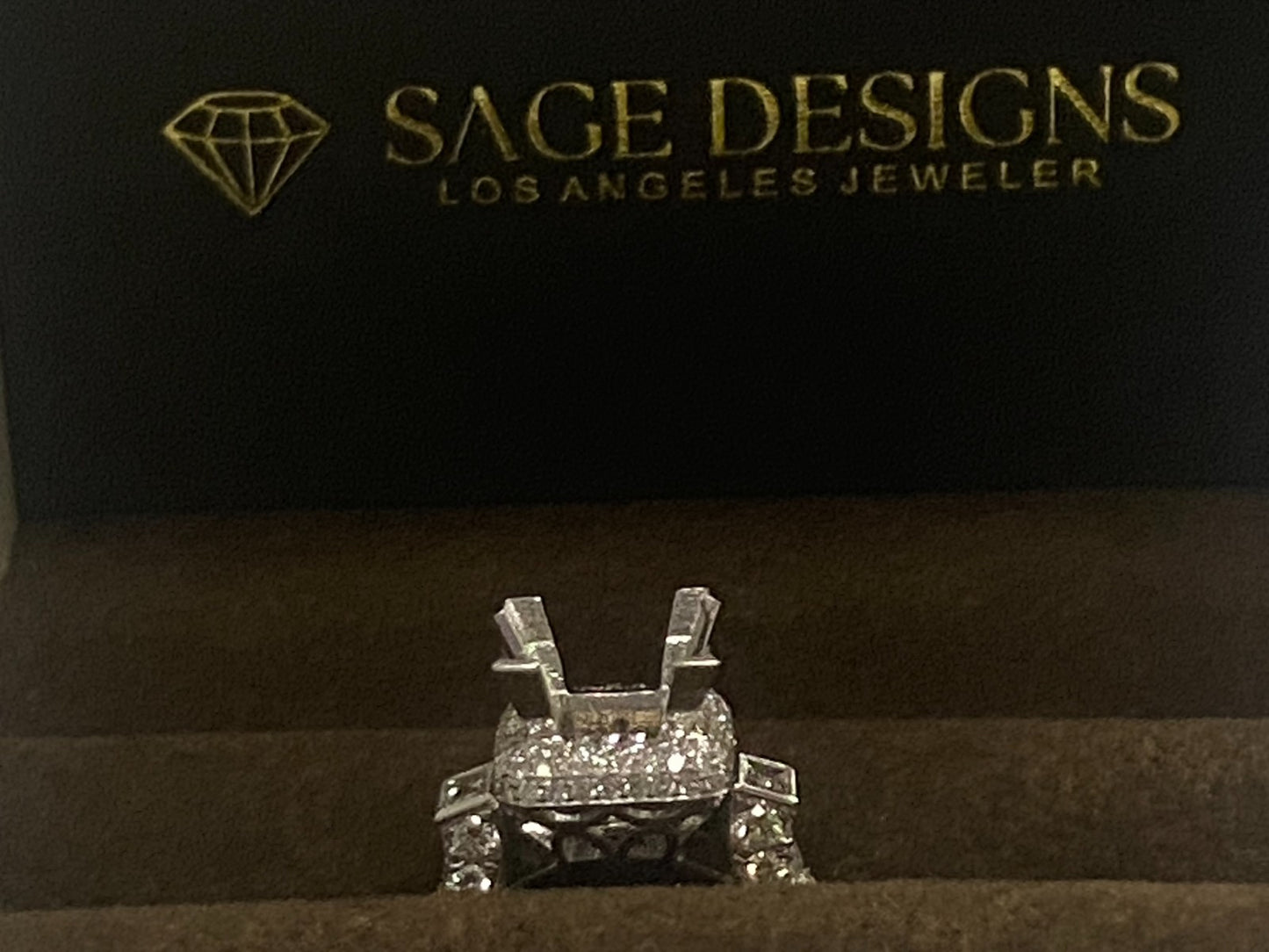 5.5 MM Princess Diamond Semi Mount Ring Setting 18K White Gold Engagement 2.30CT7