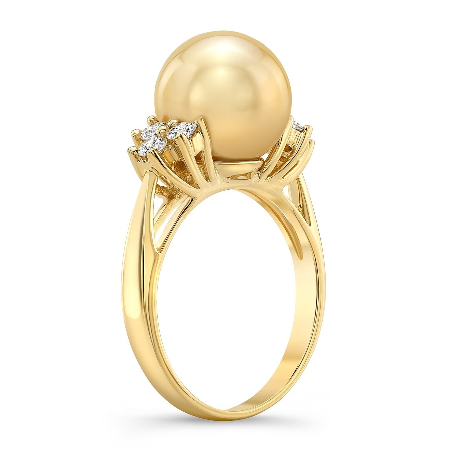 South Sea Golden Pearl Diamond Ring 18K Yellow Gold Natural Certified2