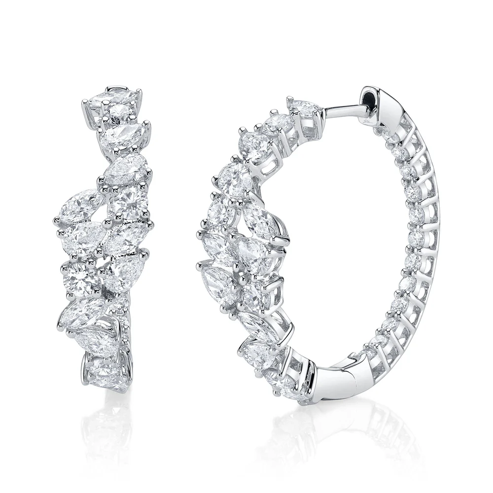 Diamond Pear Marquise Hoop Earrings 14K Yellow Gold Natural 2.88CT Certified1