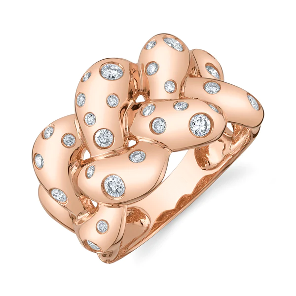 14K Gold Diamond Braided Ring