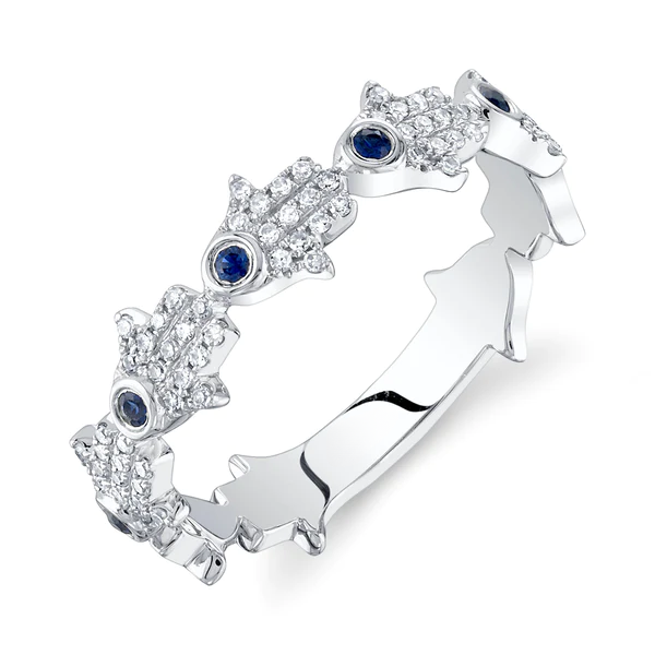 14K Gold Diamond Hamsa Ring