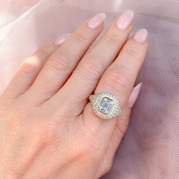 14K Gold Diamond Signet Ring