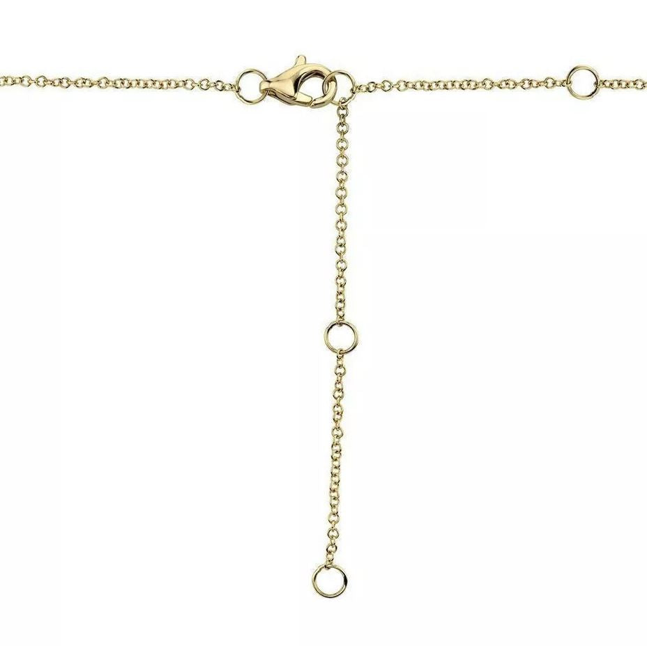 14K Gold Diamond Mother Of Pearl Onyx Clover Necklace Double Sided