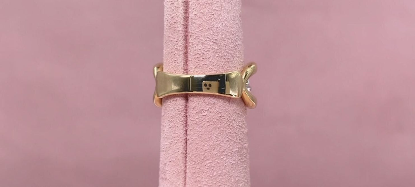 14K White Gold Diamond Oval Link Cocktail Statement Ring