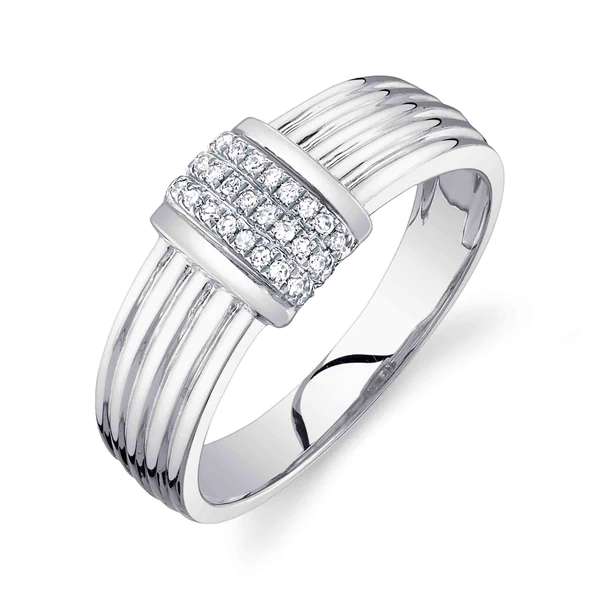 14K Gold Diamond Rectangle Cocktail Ring
