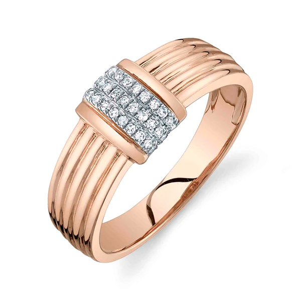 14K Gold Diamond Rectangle Cocktail Ring