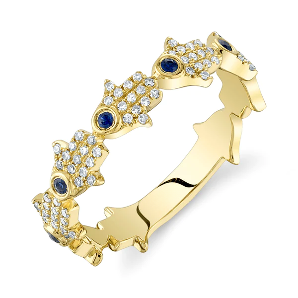 14K Gold Diamond Hamsa Ring