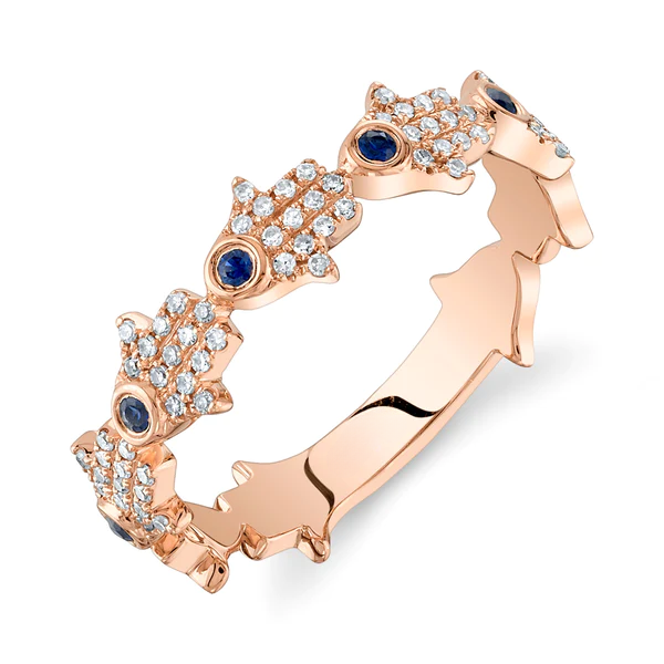 14K Gold Diamond Hamsa Ring