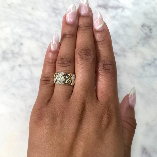 14K Gold Diamond Link 'S' Ring