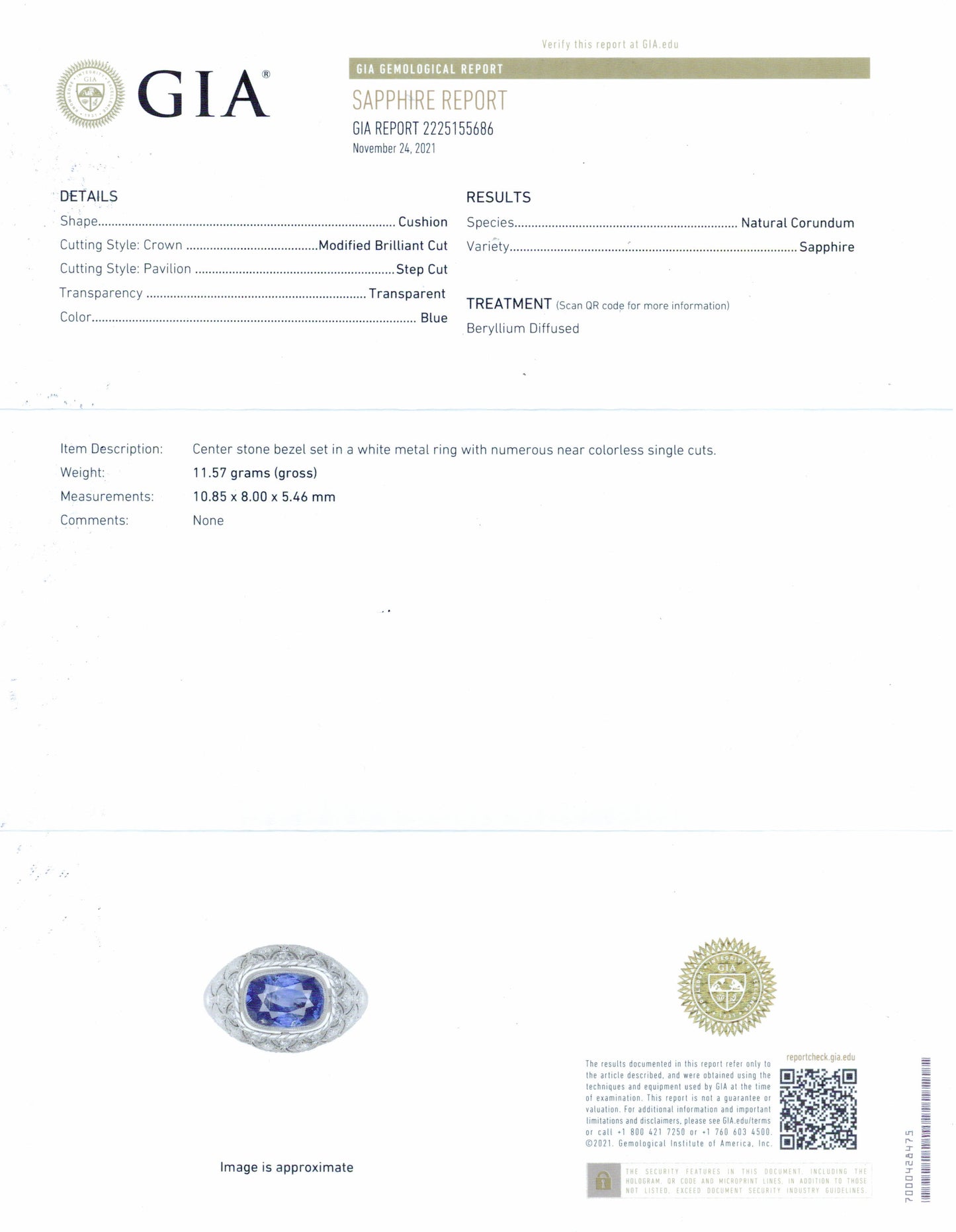 Cushion Blue Sapphire Diamond Platinum Art Deco Ring 5.30 GIA Certified
