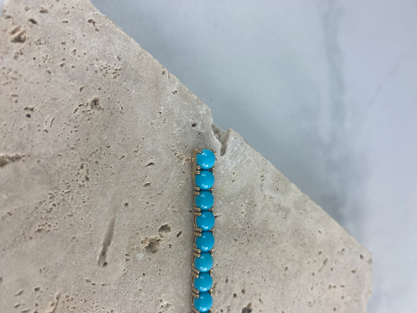 14K Yellow Gold Turquoise Tennis Bracelet 20.70 CT