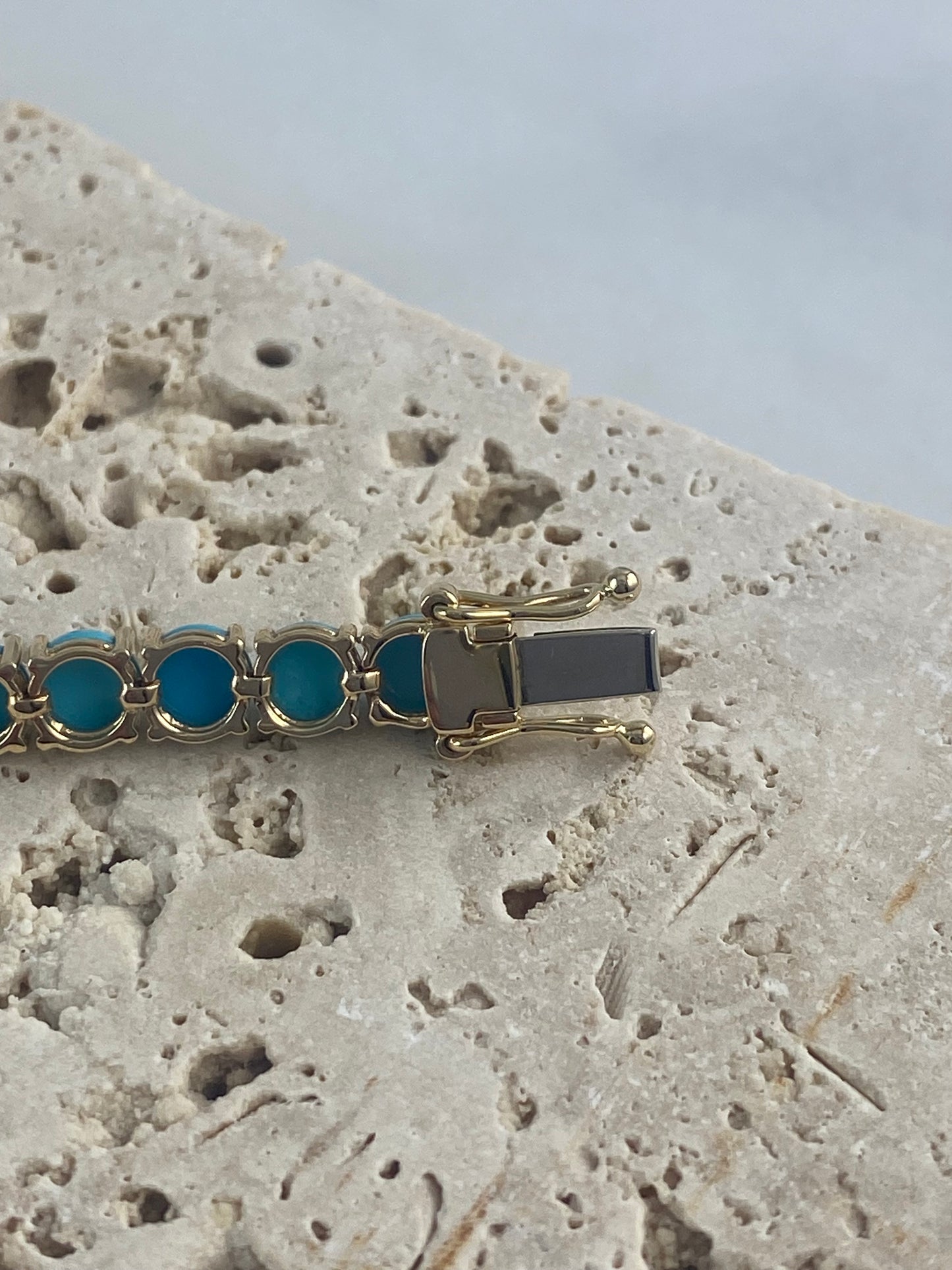14K Yellow Gold Turquoise Tennis Bracelet 20.70 CT