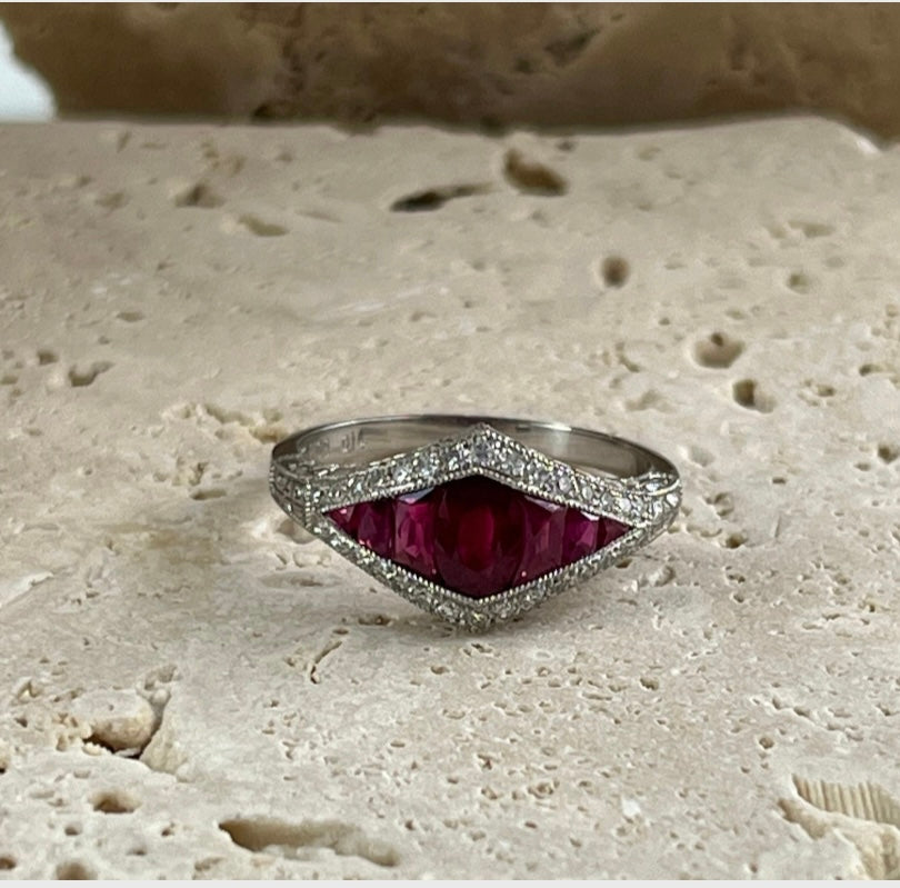 Payment 2 Ruby Diamond Art Deco Ring