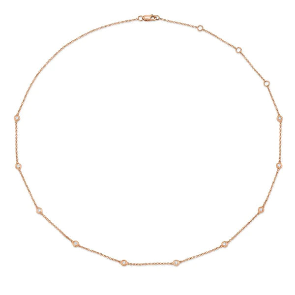 14K Gold 0.28 CT Diamond By The Yard Necklace