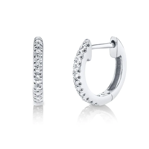 14K Gold 0.10 CT Diamond Huggie Earrings