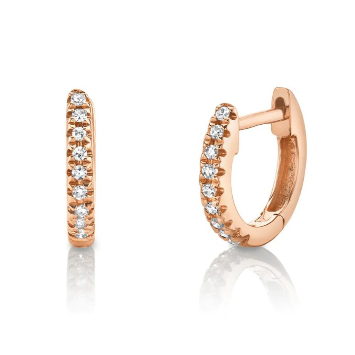 14K Gold 0.04 CT Diamond Huggie Earrings