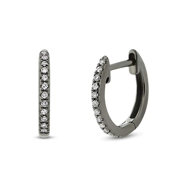 14K Gold 0.10 CT Diamond Huggie Earrings