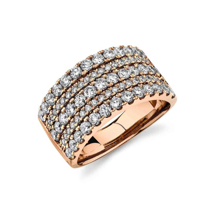 14K Gold 1.80 CT 5-Row Diamond Cocktail Ring