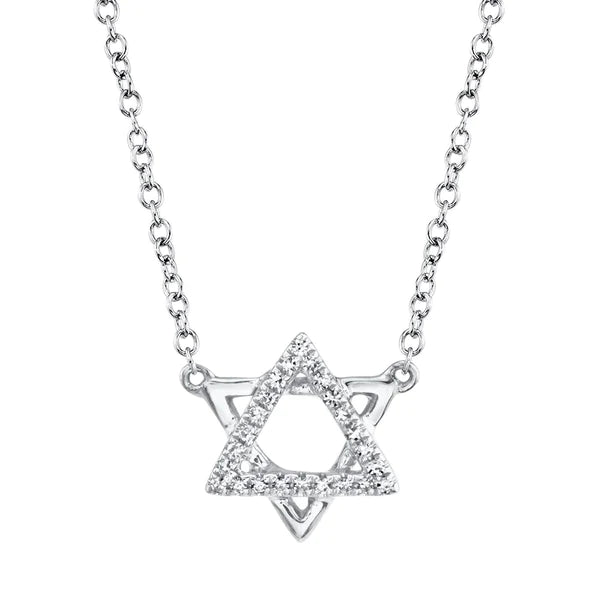 14K Gold Diamond Star Of David Necklace