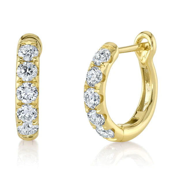 14K Gold Diamond Huggie Earrings