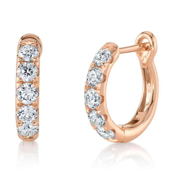 14K Gold Diamond Huggie Earrings
