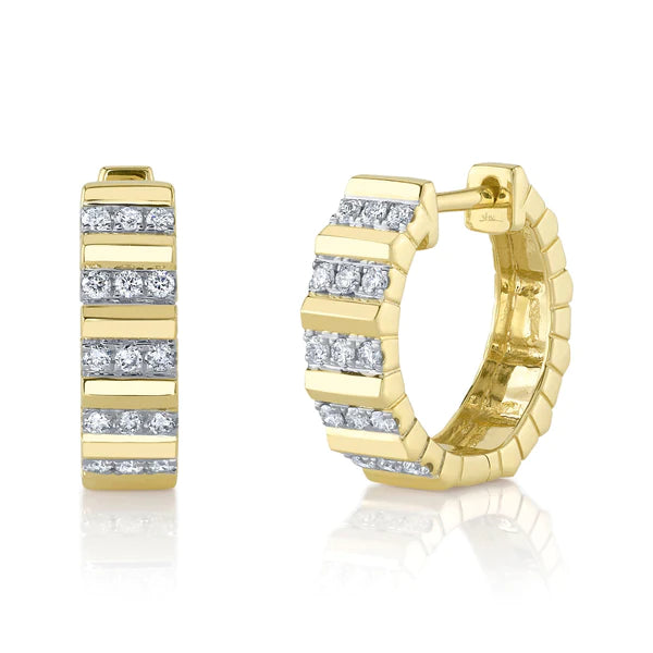 14K Gold Diamond Huggie Earrings