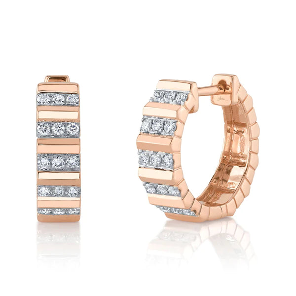 14K Gold Diamond Huggie Earrings