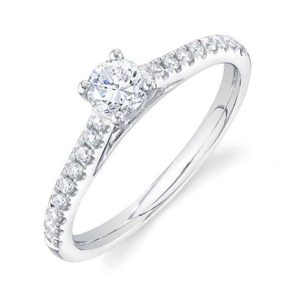 14K Gold Round Cut Diamond Engagement Ring