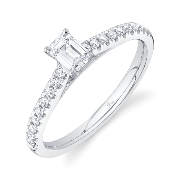 14K Gold Emerald Cut Diamond Engagement Ring