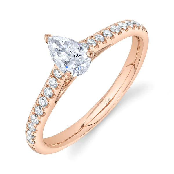 14K Gold Pear Diamond Engagement Ring