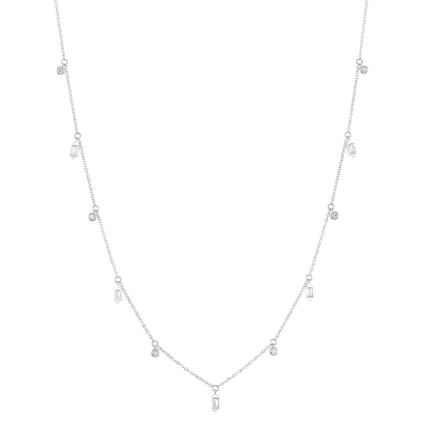 14K Gold 0.38 CT Diamond Baguette Bezel Necklace