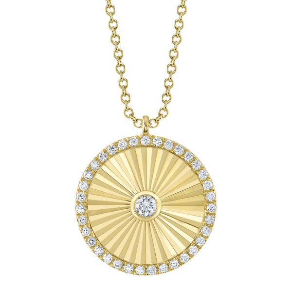 14K Gold Diamond Sunray Necklace